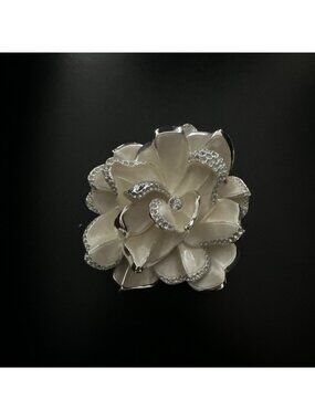 Joan Rivers LIMITED EDITION #21 Ivory Pave Gardenia Swarovski Crystal Pin Brooch